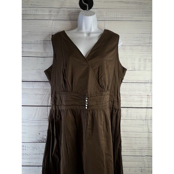 Vintage J Jill Maxi Dress Women 16T Cotton Brown Sleeveless Handmaid Peasant - Picture 2 of 16